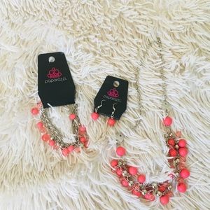 Paparazzi pink necklace,bracelet,earrings.